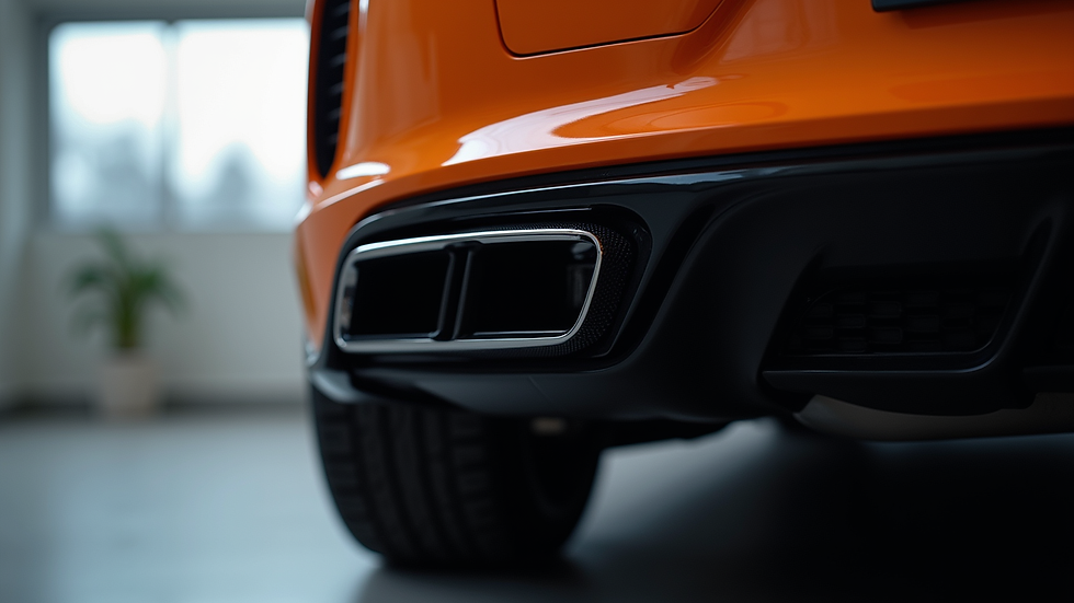 Close-up view of a high-performance exhaust pipe on a luxury car
