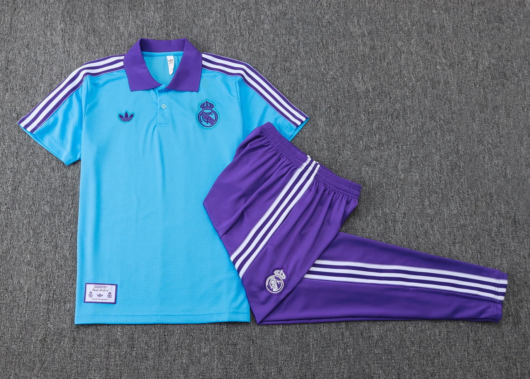 Conjunto Polo Adidas Real Madrid Azul Claro 2025/26