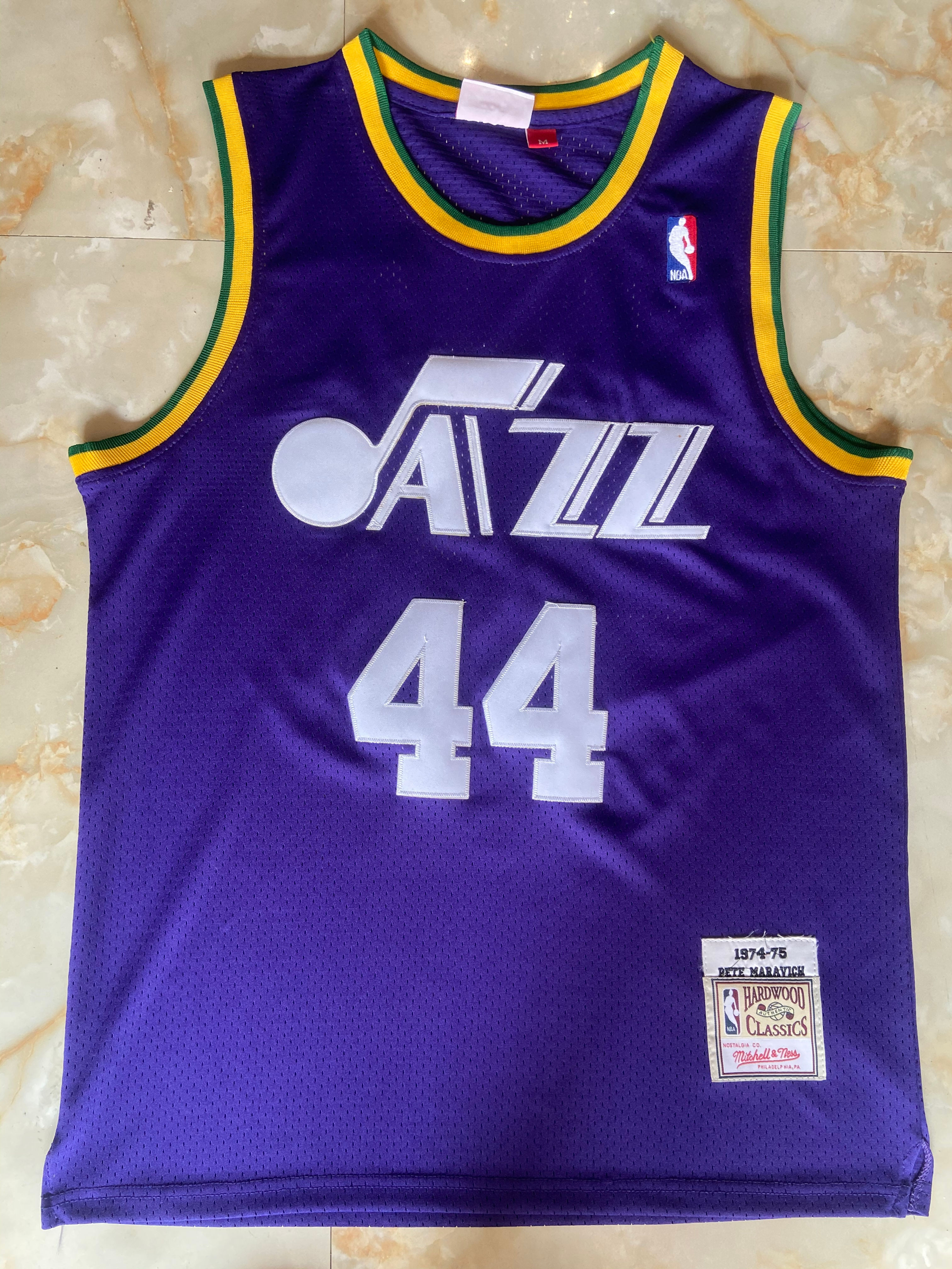 Camisa Basquete Modelo Bordado Utah Jazz Pete Maravich 44