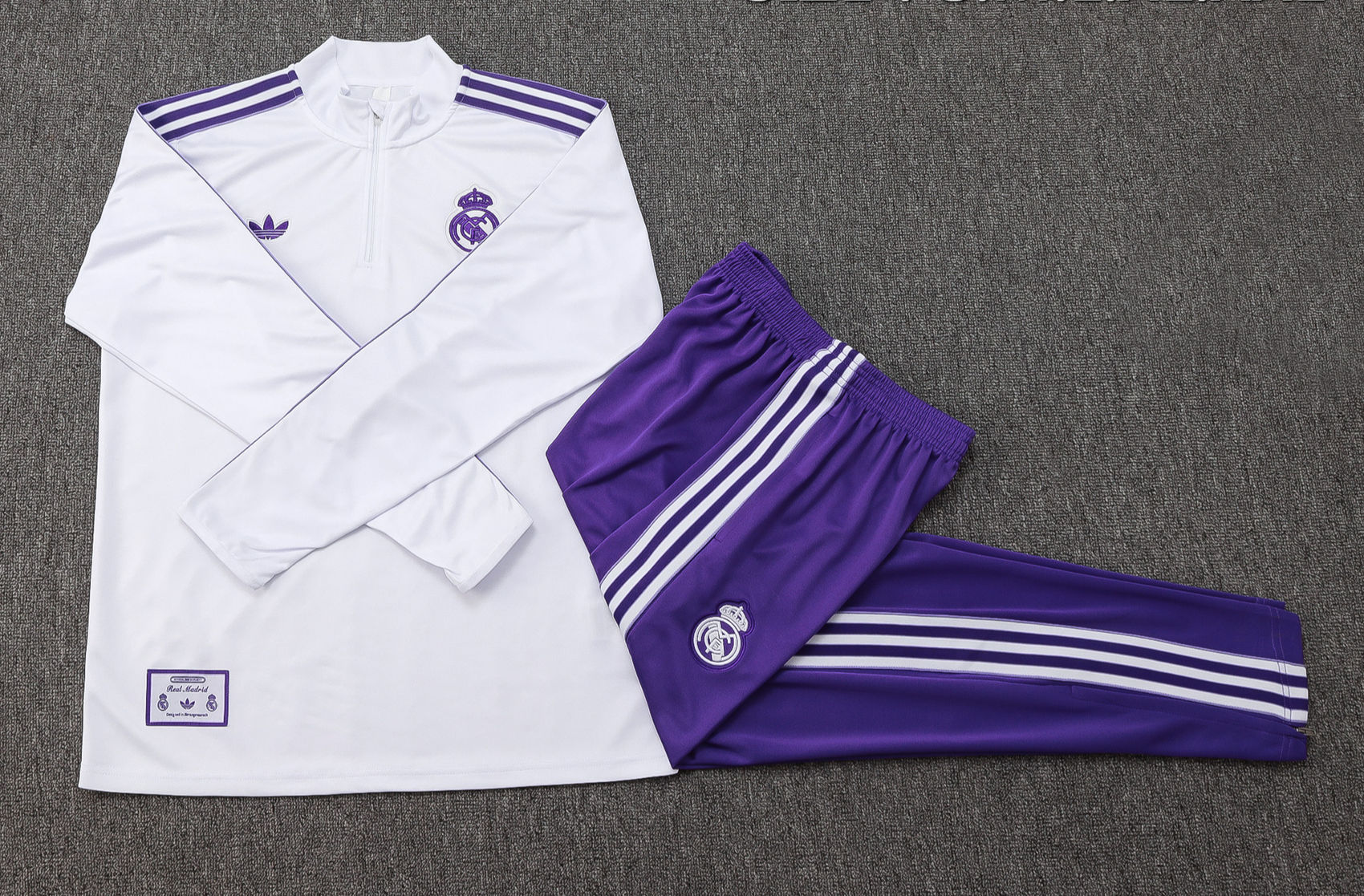 Conjunto Treino Adidas Real Madrid Branco e Roxo 2025/26