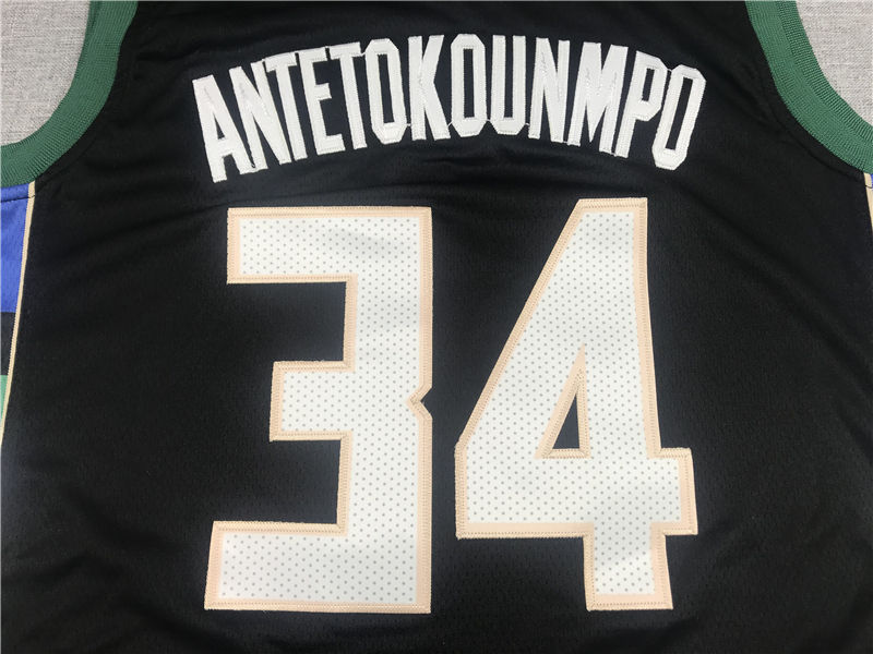 Miniatura: Camisa Basquete Modelo Bordado Milwaukee Bucks Giannis Antetokounmpo 34