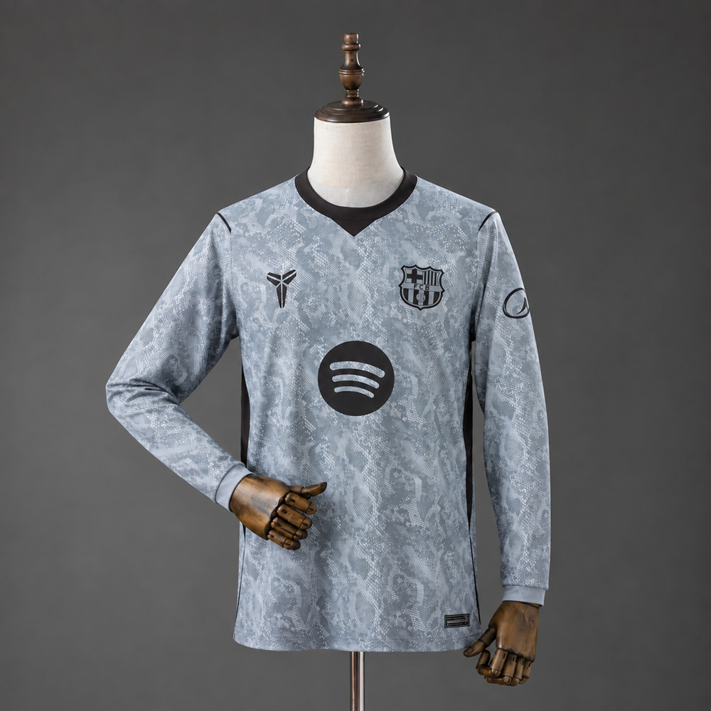 Camisa Modelo Torcedor Masculino Barcelona Goleiro Cinza Manga Comprida 2026/27