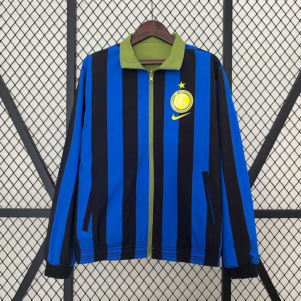 Miniatura: Jaqueta Impermeável Nike Inter de Milão Verde e Listrado Dupla Face