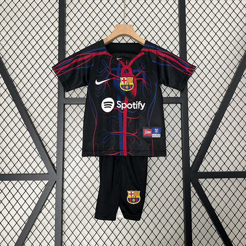 Conjunto Futebol Infantil Barcelona Edição Limitada Preto 2024/25