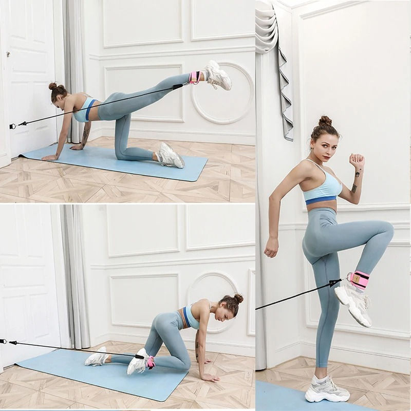 Thumbnail: Resistance Band Set Workout Exercise Equipments Ankle Straps Fitness Yoga Elasti