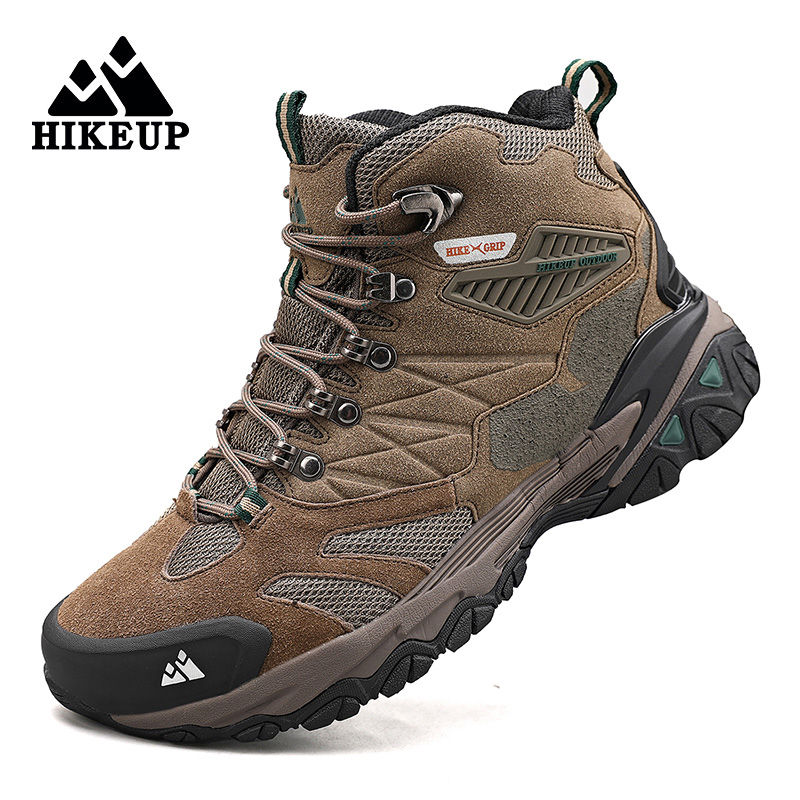 HIKEUP Winter Boot Men Outdoor Hiking Boots Suede High Top Trekking Men Shoes Ra