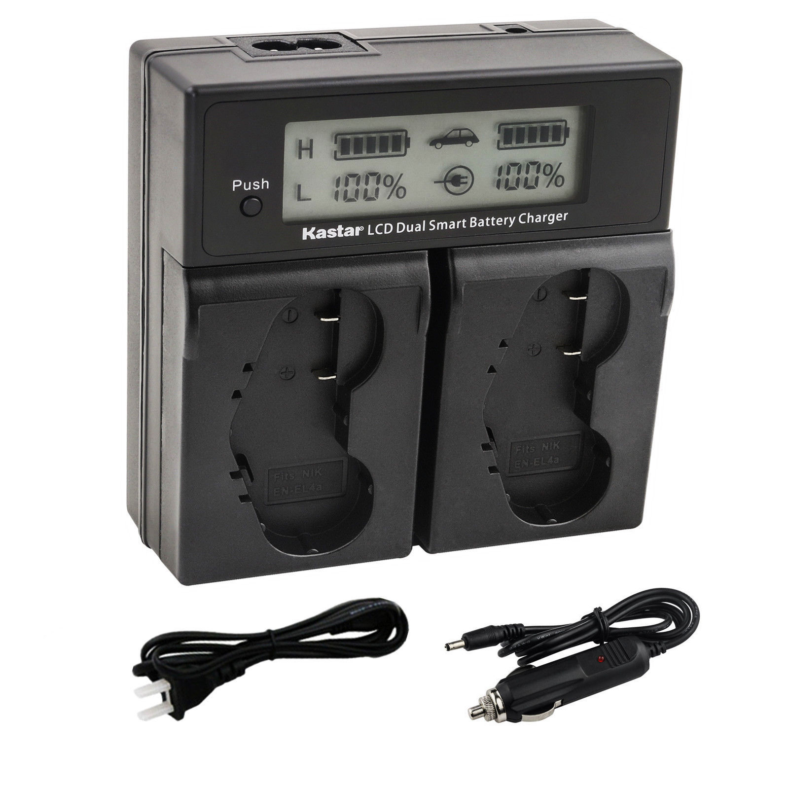 Kastar Dual LCD Quick Battery Charger for Nikon EN-EL4a EN-EL4e EN-EL4 Battery
