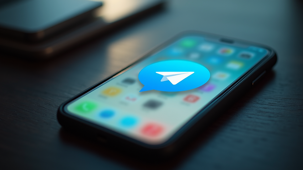 Close-up view of a mobile phone with Telegram app open