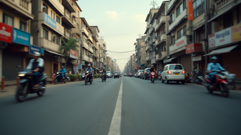 Eye-level view of a busy street in Hyderabad