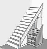 Under stairs pullout storage.