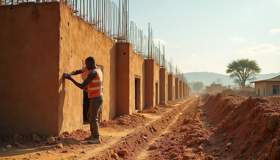 Rammed earth construction in Tanzania