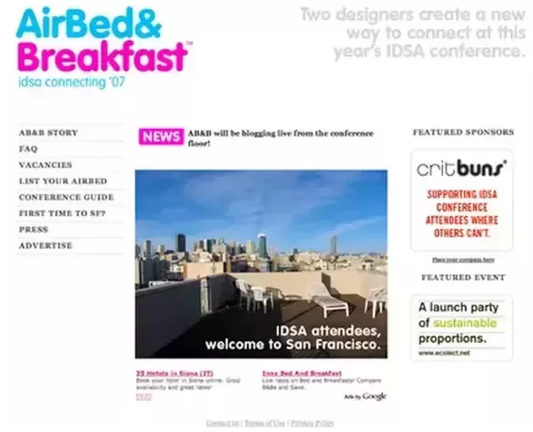 Primera versión de la plataforma Airbnb