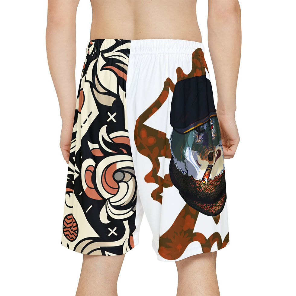 Thumbnail: Wolf Pattern Men's Shorts, Casual summer wear
