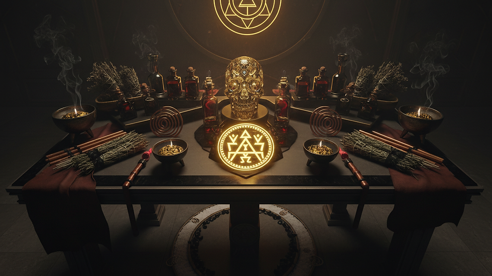 Vista a nivel de ojo del altar tradicional para limpias espirituales en CDMX