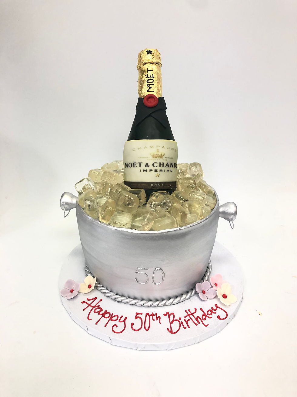 3D Custom Champagne Bottle and Ice Bucket cake by Lexie Vincent