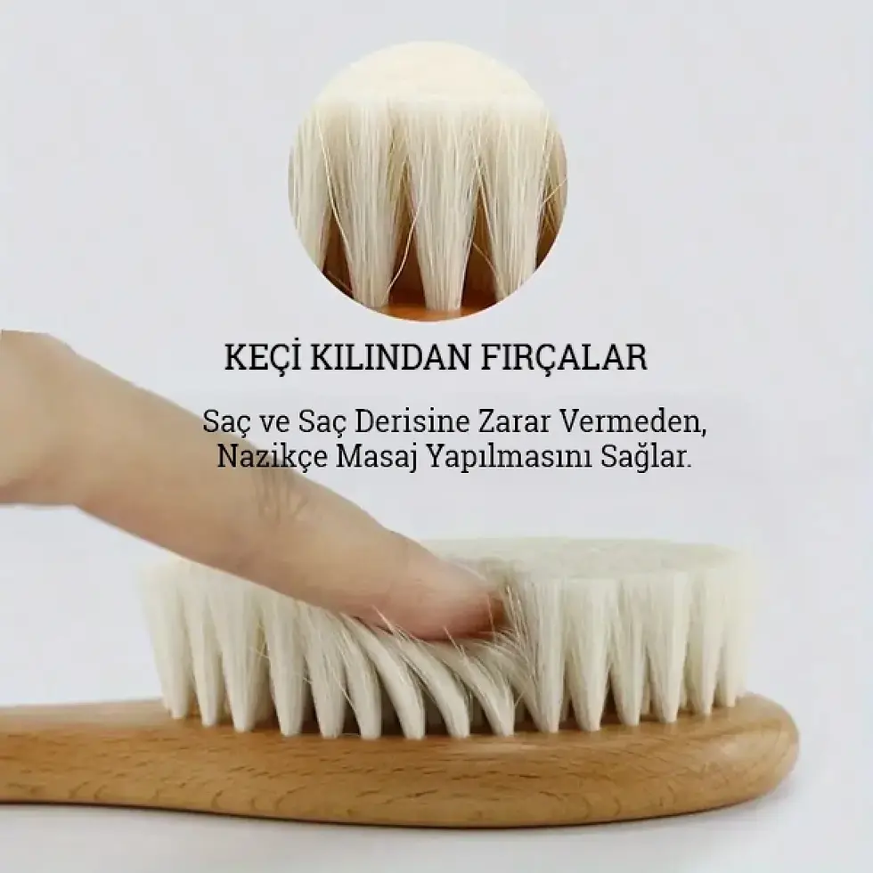 Küçük resim: Doğal % 100 Keçi Kılı Bebek&Çocuk Saç Fırçası