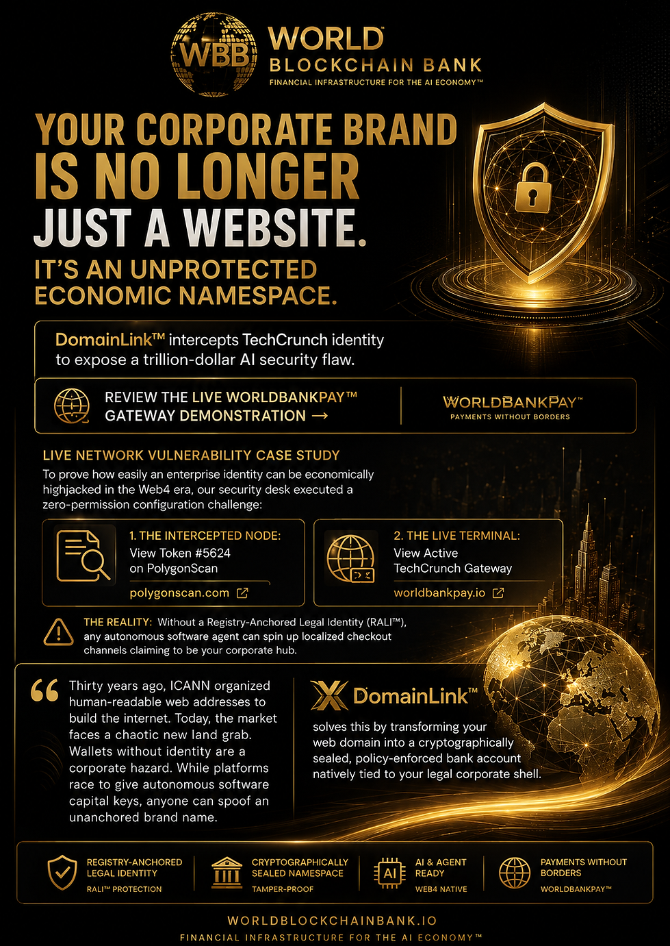 DomainLink™ intercepts TechCrunch identity to expose a trillion-dollar AI security flaw. AI Agent Security or Corporate Identity Theft