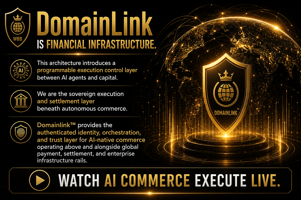 WORLD BLOCKCHAIN BANK - DOMAINLINK IS FINANCIAL INFRASTRUCTURE