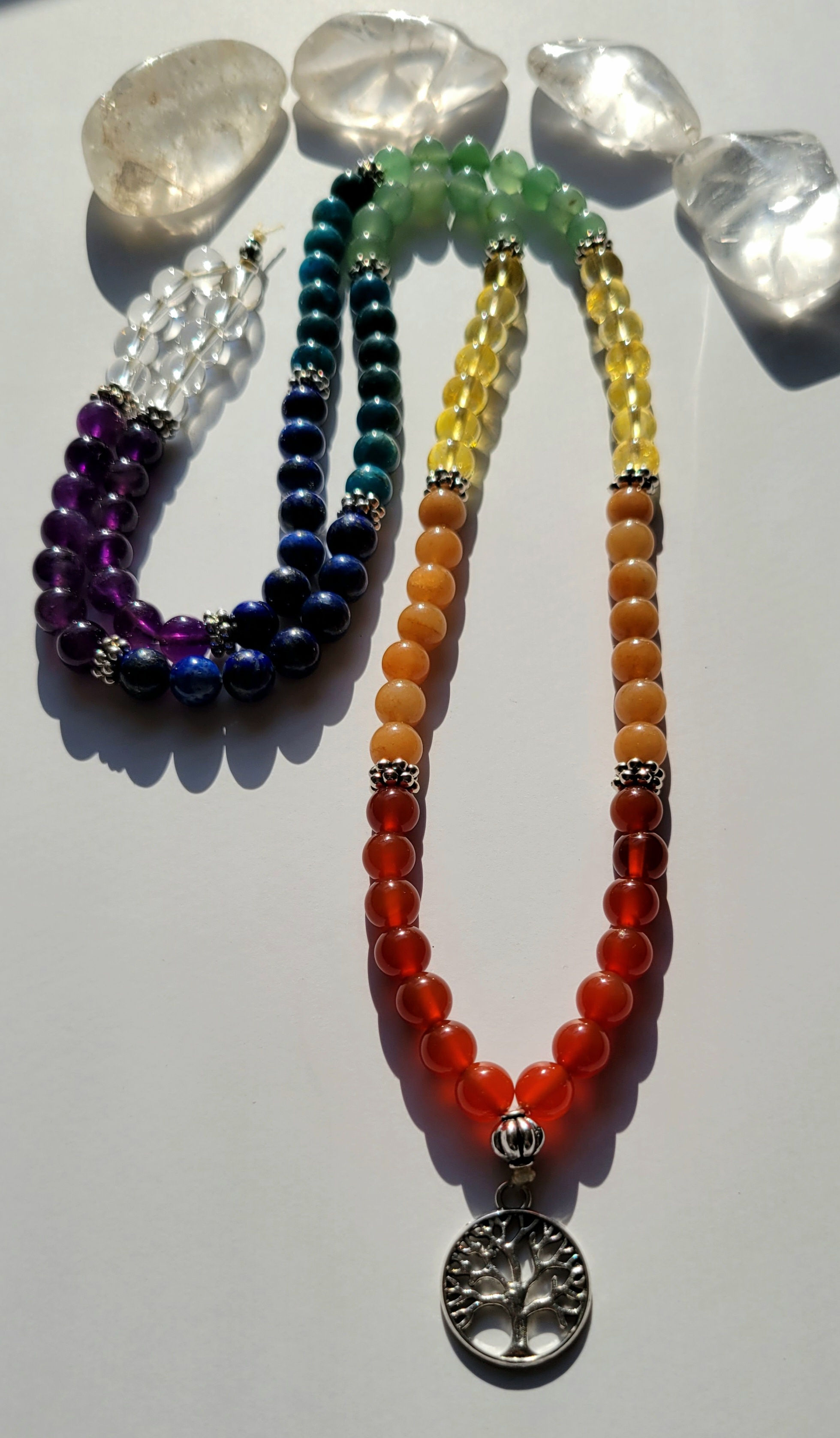 Chakra mala 108 beads with tree of life pendant