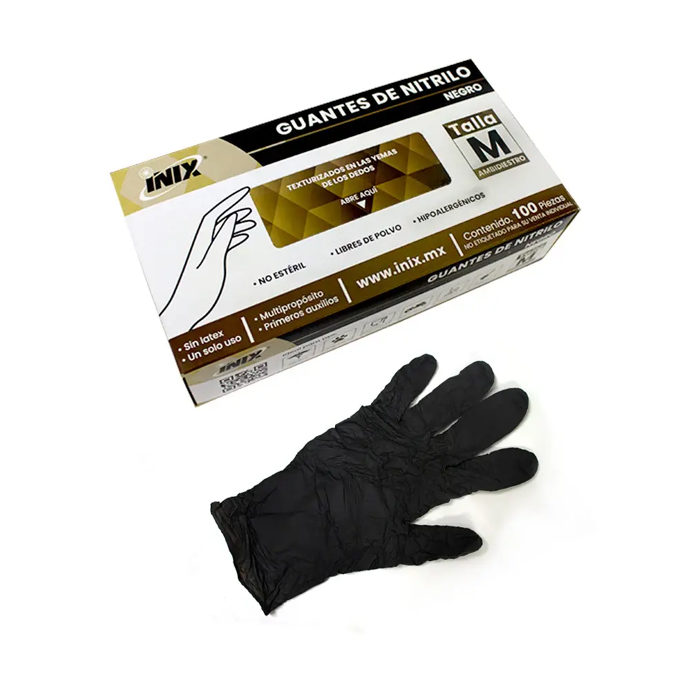 GUANTE DE NITRILO NEGRO INIX CJ100PZ
