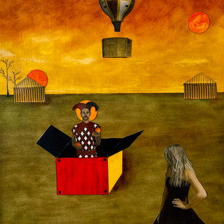 Arrival of the Carnival 18 X 22 - encaustic collage 18 x 22.jpeg