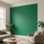 Modern living room with a vibrant green accent wall