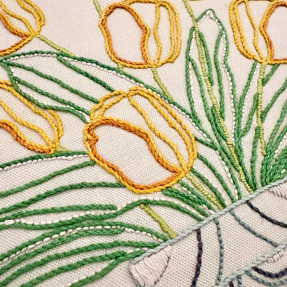 Thumbnail: Bloomin Tulips A3 wall art embroidery kit