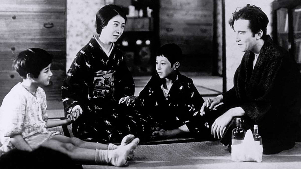 A Japanese nuclear family in the 1930s. Taken from the film Tokyo Chorus by Yasujiro Ozu.
