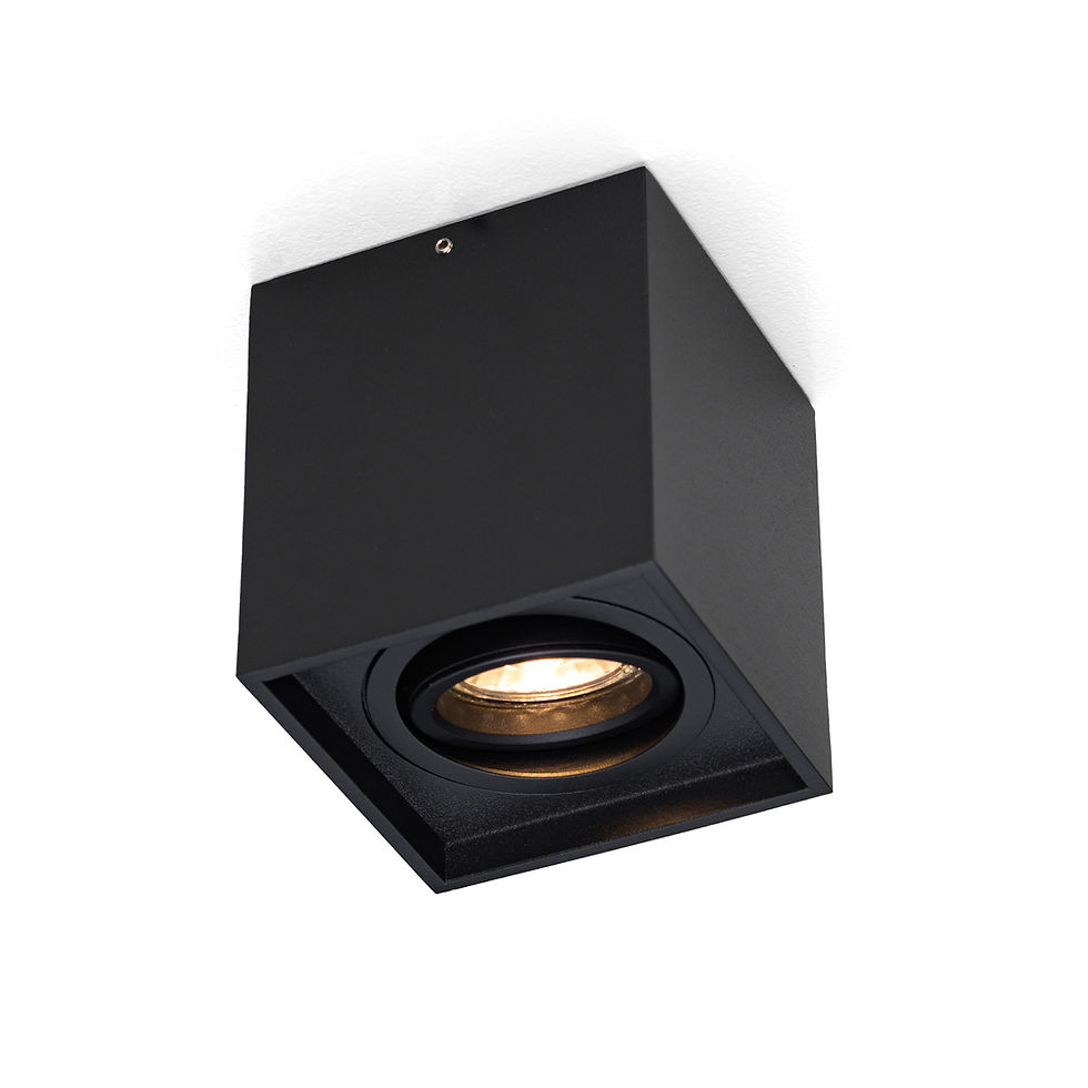 Thumbnail: Modern Square Ceiling Spot Light in Black - 3 Lamps