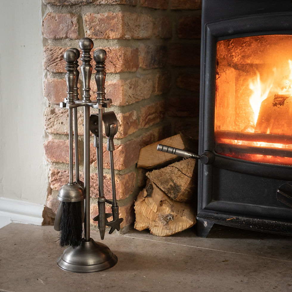 Thumbnail: Traditional Companion Set In Antique Pewter