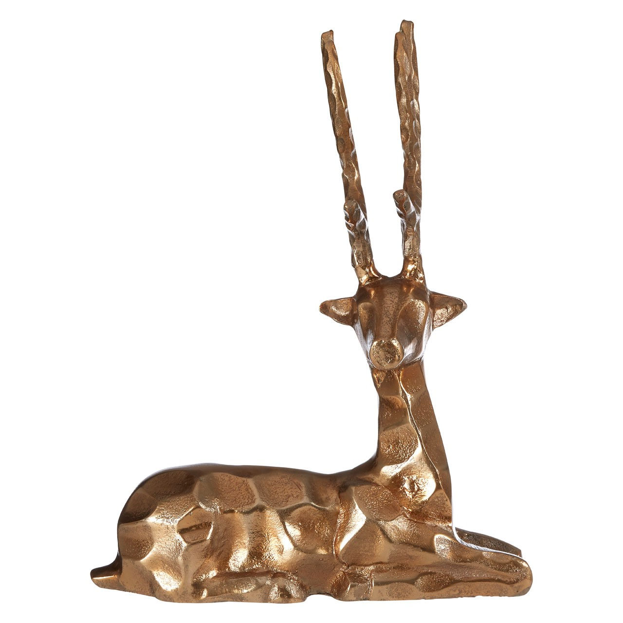 Decorative Sitting Stag Hammered Gold