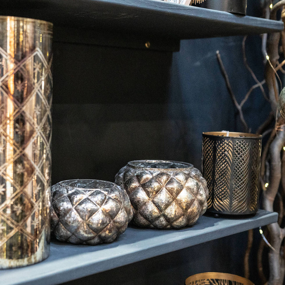 Thumbnail: Medium Silver Foil Votive Candle Holder