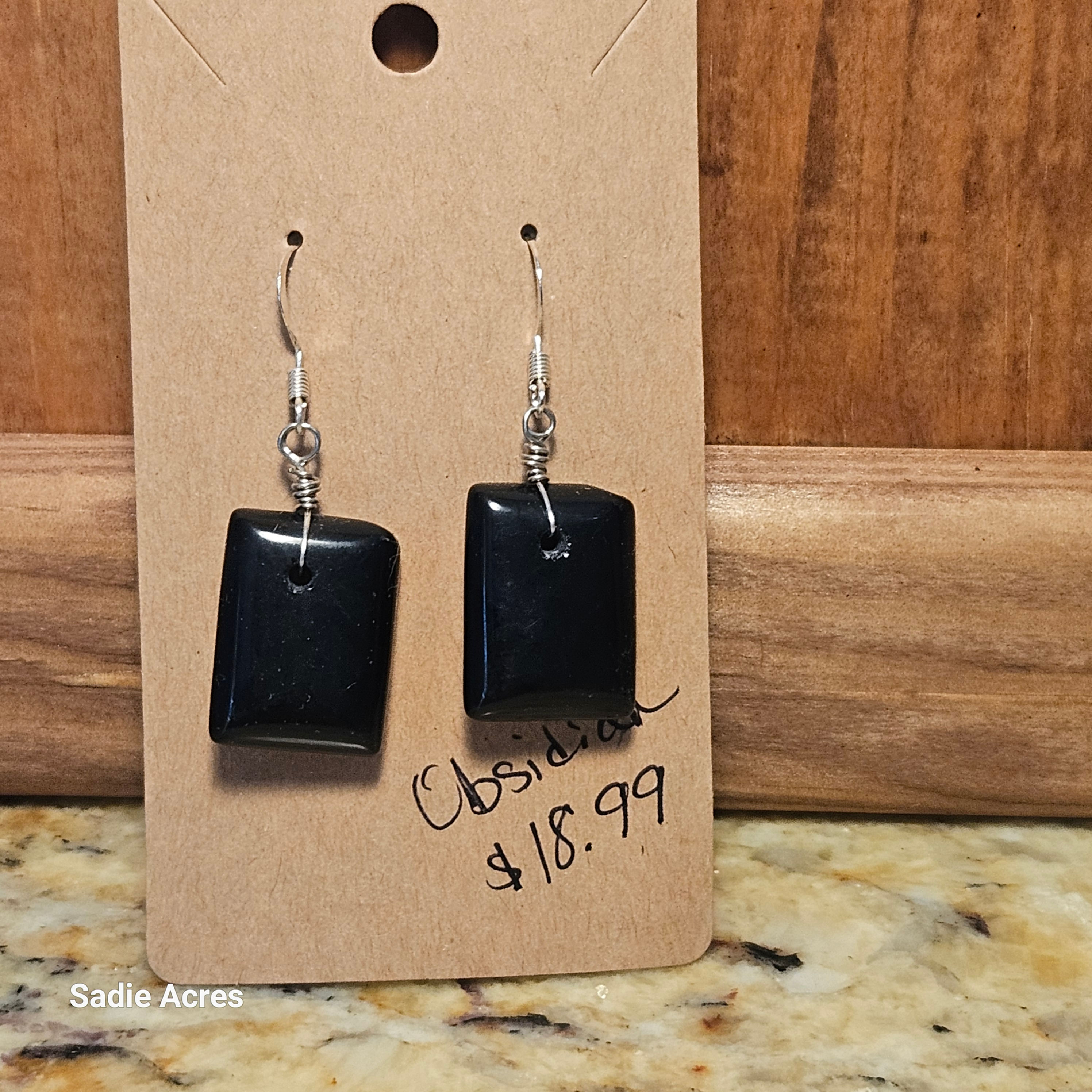 Black square earrings, 'Obsidian' $18.99