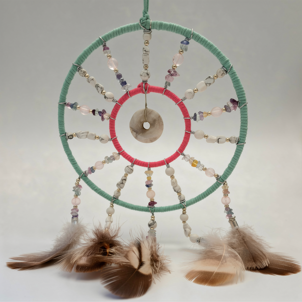 Suncatcher - Howlite, Rainbow Fluorite, Rose Quartz