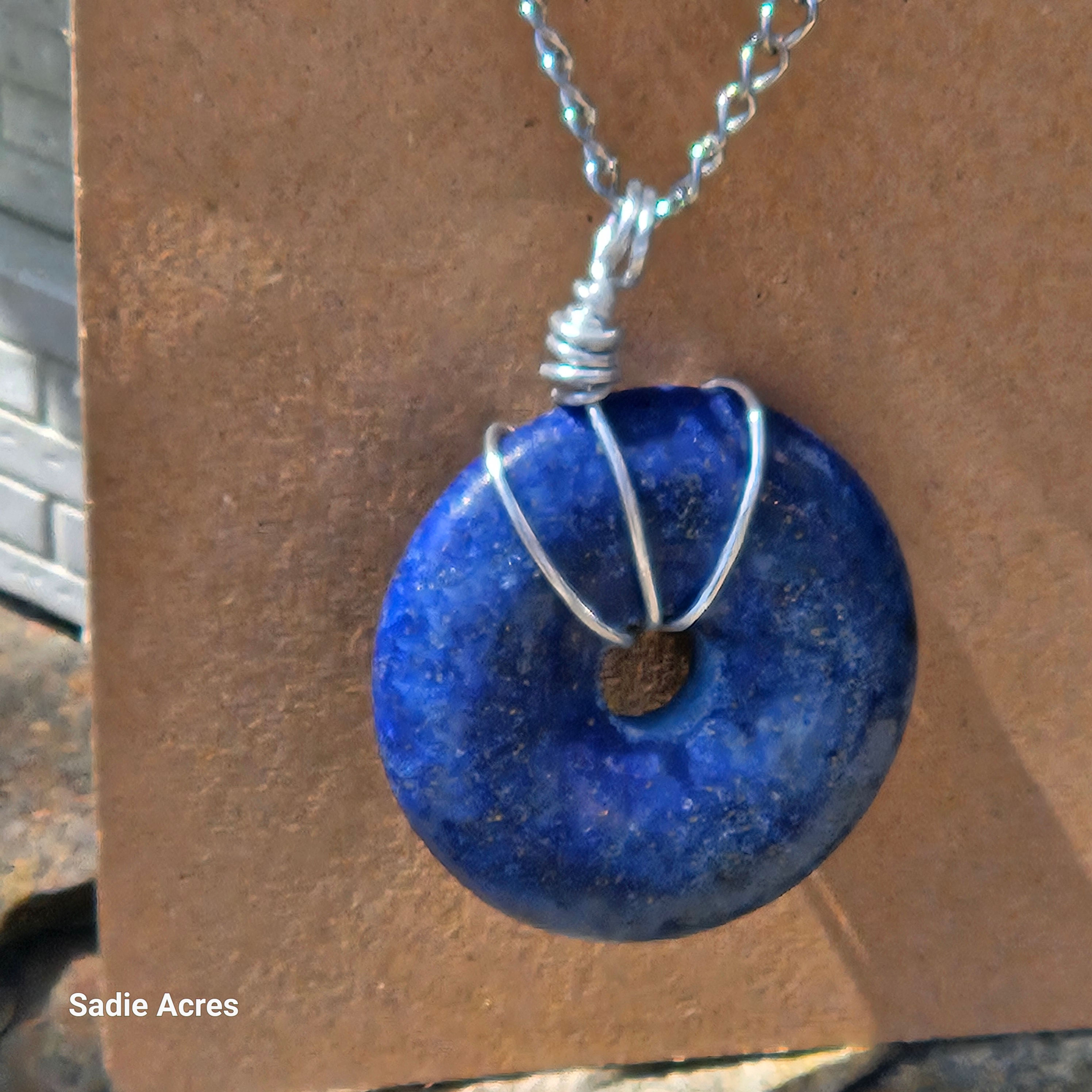 Lapus Lazuli Wrapped Circle Necklace