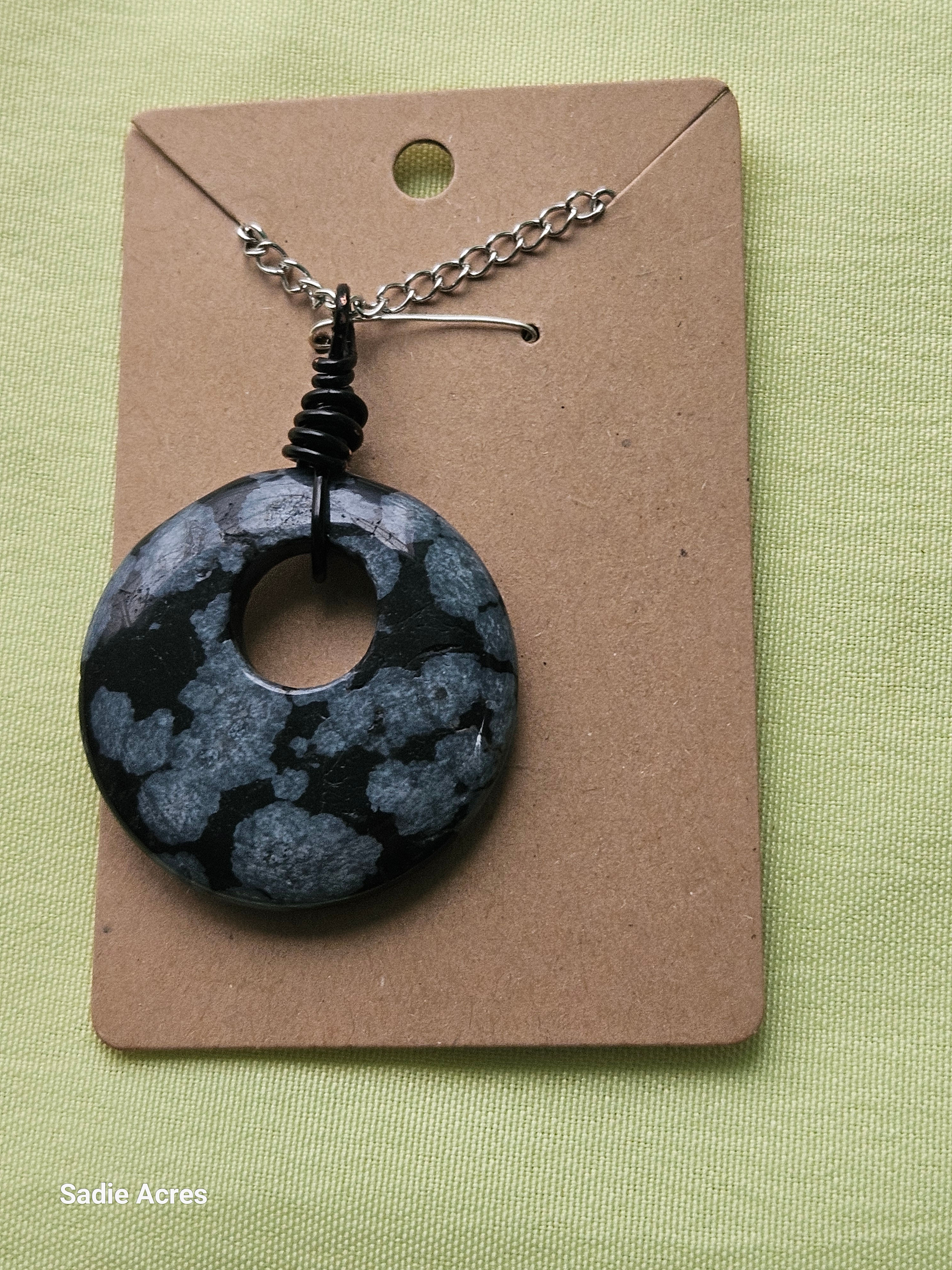 Snowflake Obsidian Wrapped Pendant