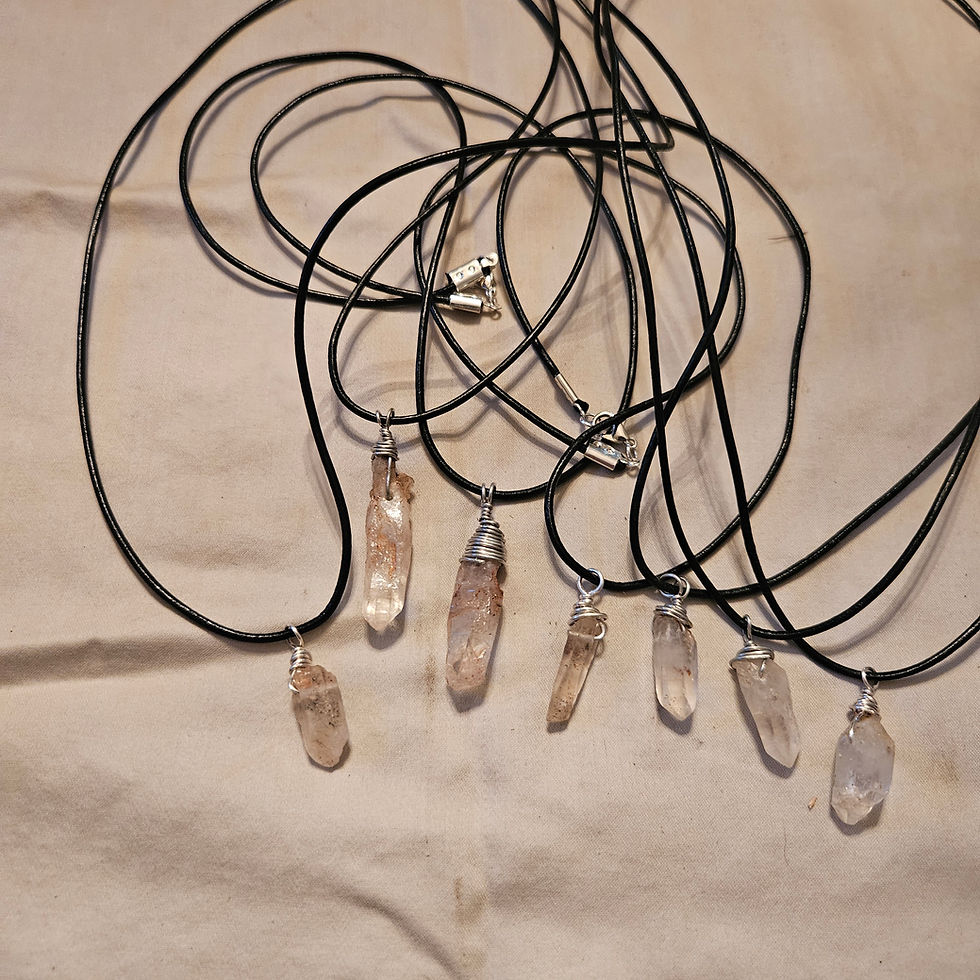 Thumbnail: Multiple Petroleum Quartz/Herkimer Diamond Point necklaces