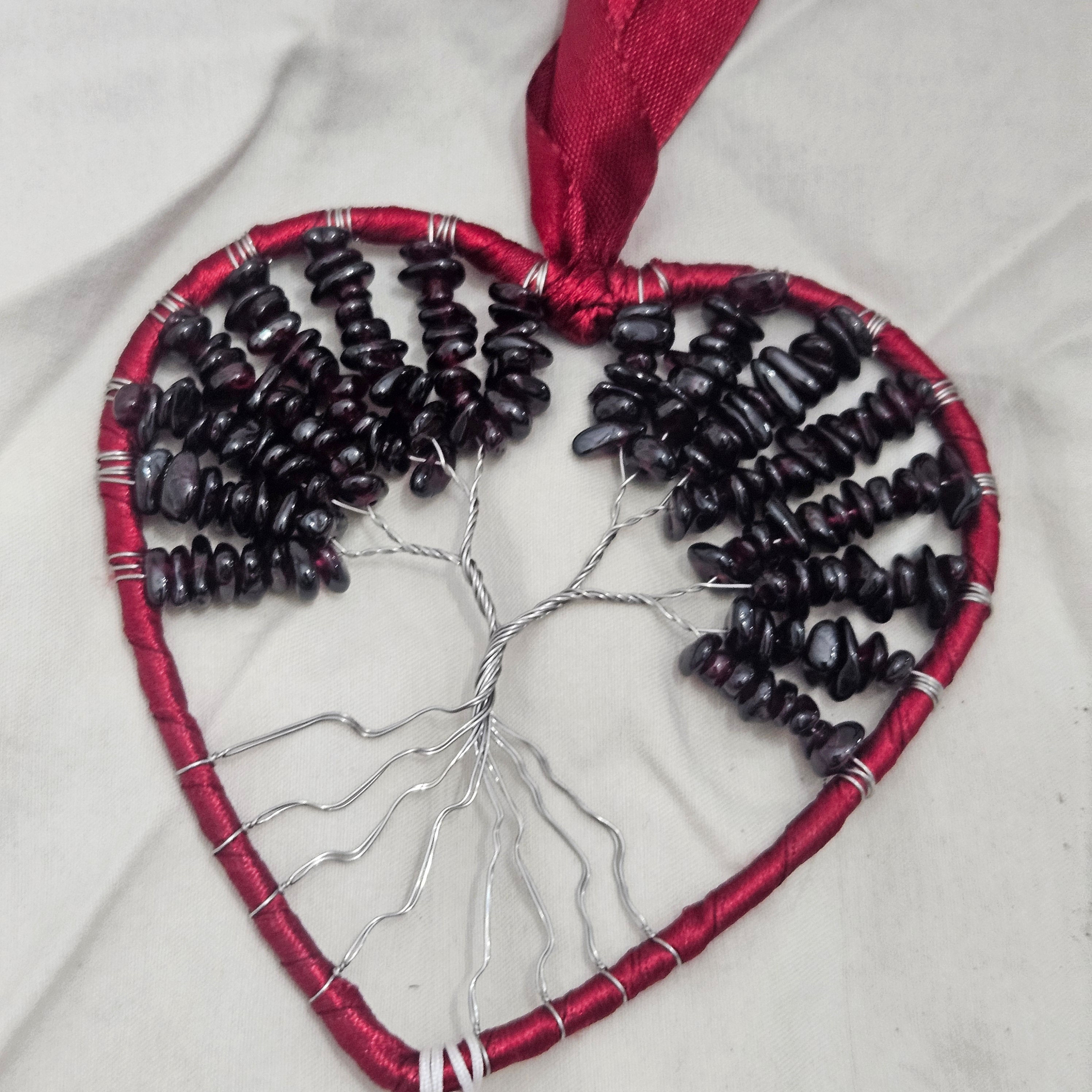 Garnet Tree of Life Heart