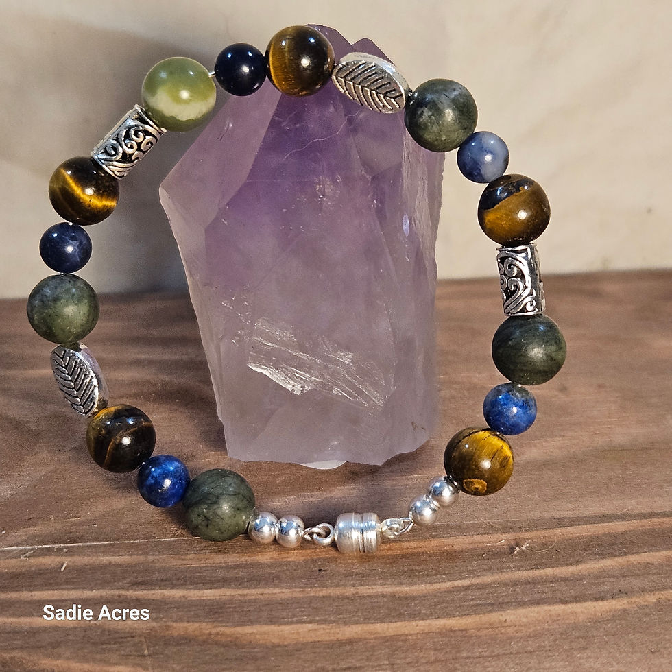 Thumbnail: Lapus Lazuli, Tiger Eye and Jade Bracelet