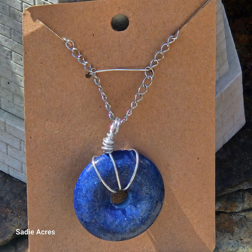 Thumbnail: Lapus Lazuli Wrapped Circle Necklace