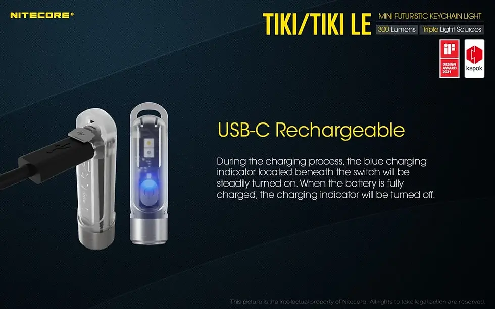 Thumbnail: Nitecore TIKI 300 Lumen USB-C Rechargeable Keychain Flashlight