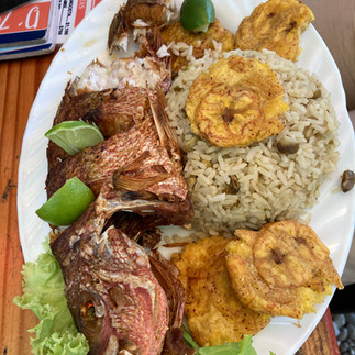 fried fish and tostones at Los Patos