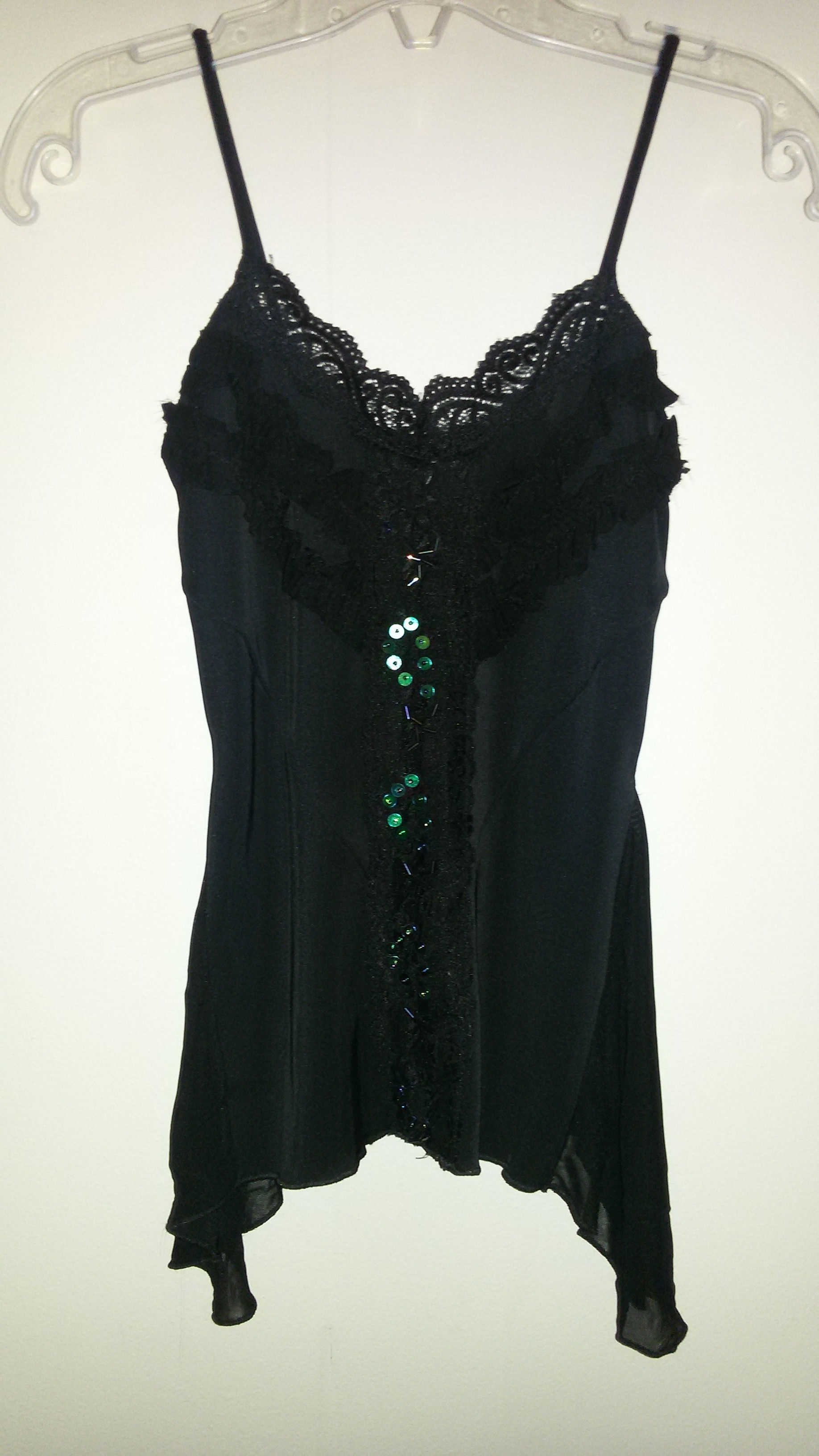 Polera pabilos con encaje y lentejuelas XS/S