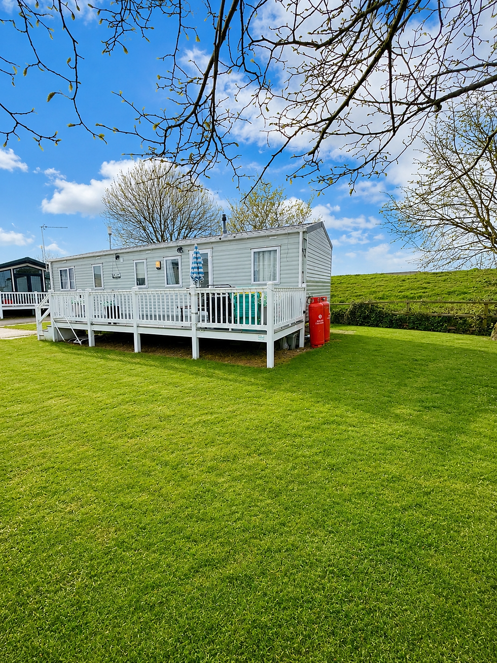 Decking area outside holiday caravan