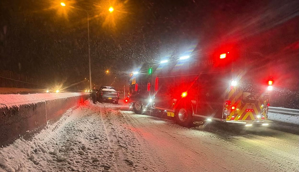 3 hurt, including child with possible head trauma, when truck hits median on ‘extremely slick’ Egan Drive
