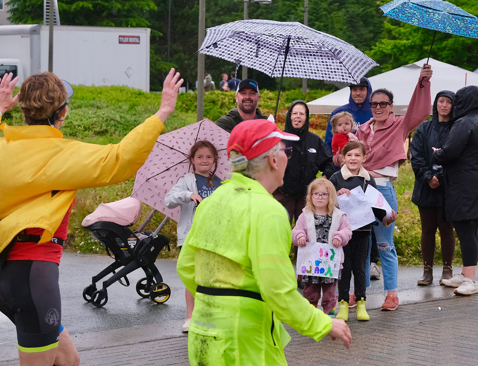 Fans cheer on finishers at the 2025 Aukeman Triathlon on Sunday, Aug. 3, 2025. (Klas Stolpe / Juneau Independent)