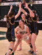 Craig senior Abigail Patten (12) secures a rebound under pressure from Su Valley juniors Maura McDaniel (20) and Jayden Sliker (12) during the Panthers 50-46 win over the Rams in their opening game at the 2026 ASAA March Madness Alaska 2A Basketball State Championships on Thursday, March 12, in Anchorage's Alaska Airlines Center. (Klas Stolpe / Juneau Independent)
