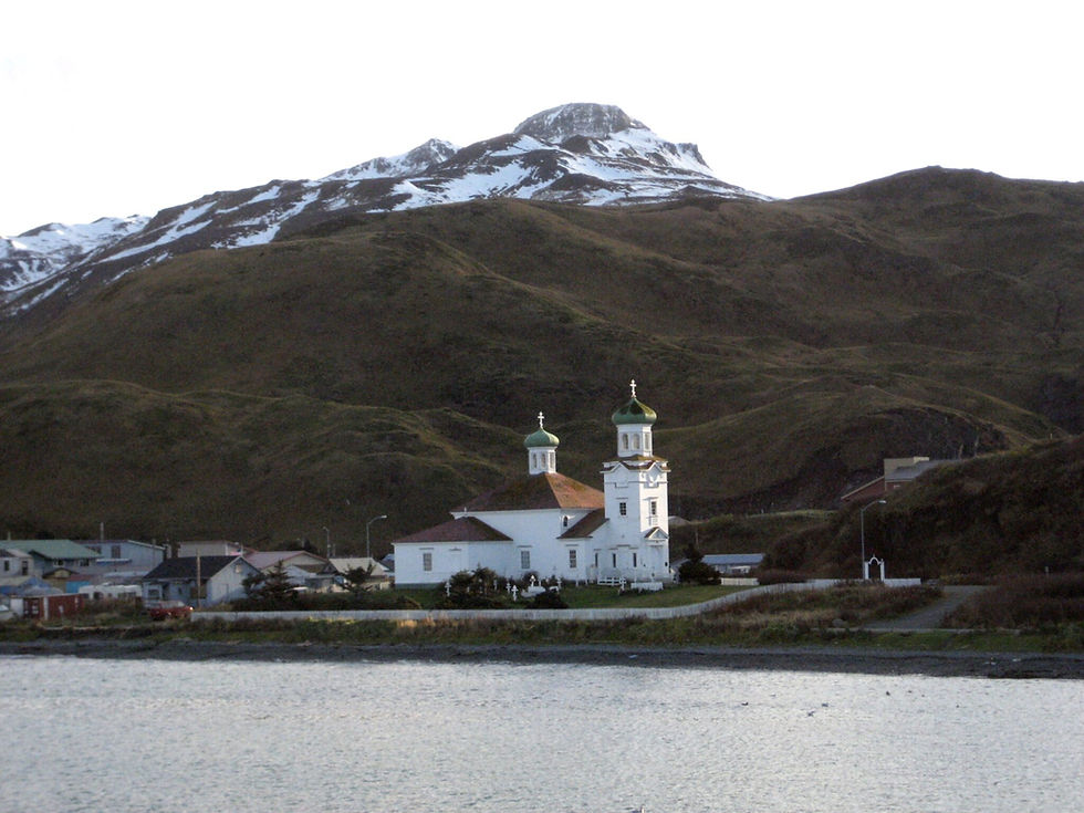 The Church of the Holy Ascension, a Russian Orthodox church that is an historic landmark in Unalaska, is seen on Oct. 28, 2010. (Michael Theberge/National Oceanic and Atmospheric Administration)