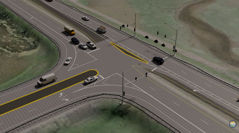 A redesigned intersection at Egan Drive and Vanderbilt Hill Road is scheduled to be completed Saturday, Aug. 15, 2026. (Screenshot from video by the Alaska Department of Transportation and Public Facilities)