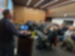 Damon Stuebner, an archivist at the Alaska State Library, Archives and Museum in Juneau, discusses his effort to make a documentary about the U.S. Coast Guard’s original Storis vessel during a screening Saturday, Aug 9, 2025. (Mark Sabbatini / Juneau Independent)
